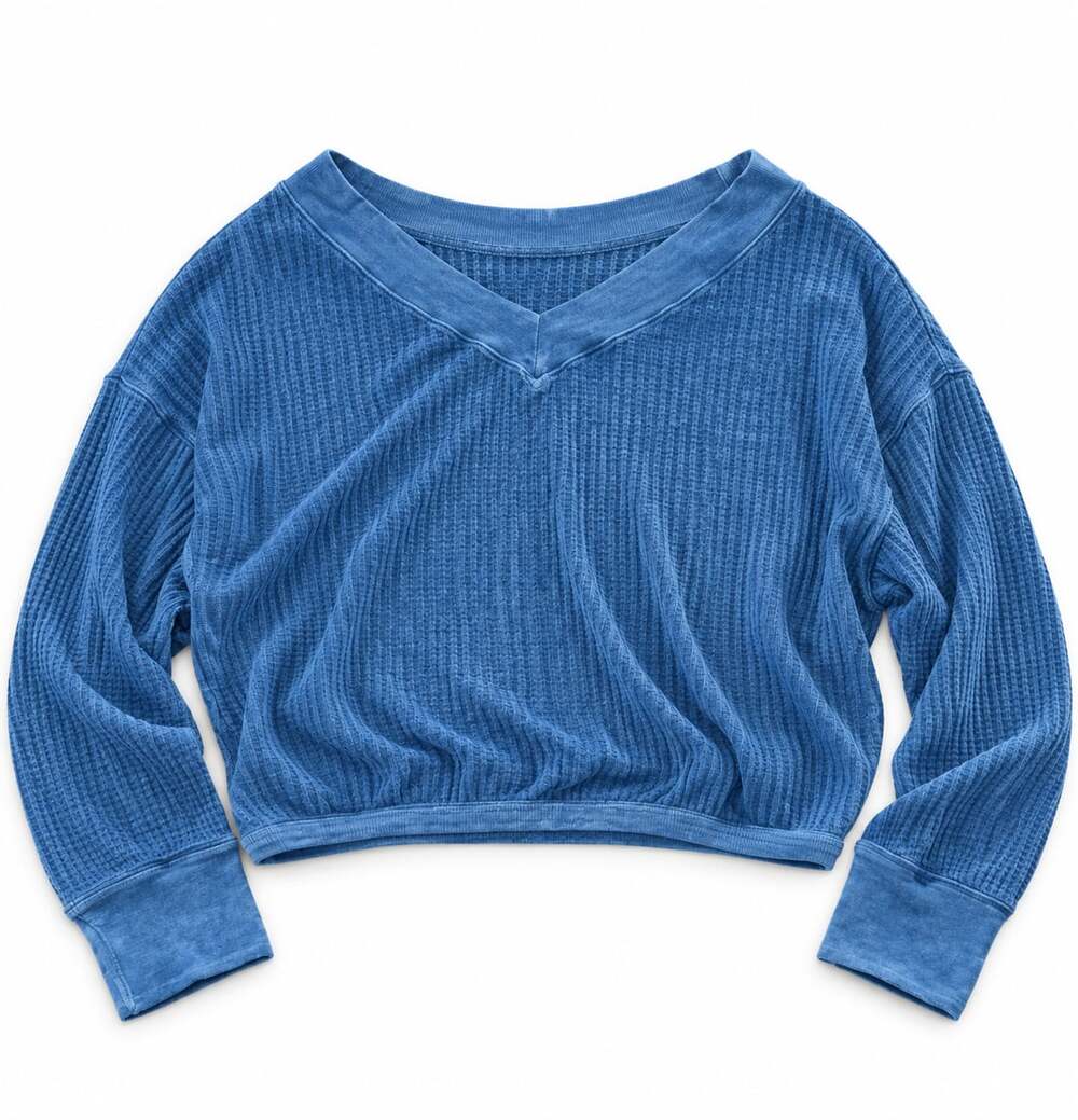 We The Free Ricky Thermal Size L Blue Waffle Knit (z)